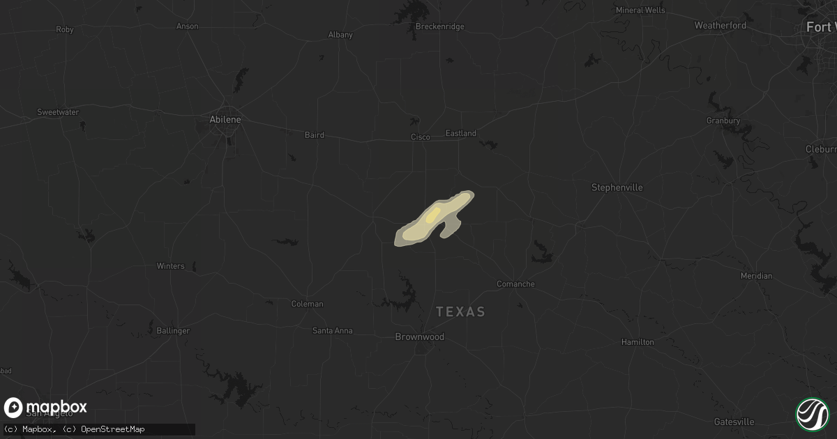 Hail map in Rising Star, TX on March 7, 2026