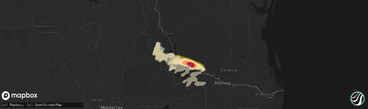 Hail map in Roma, TX on March 7, 2026