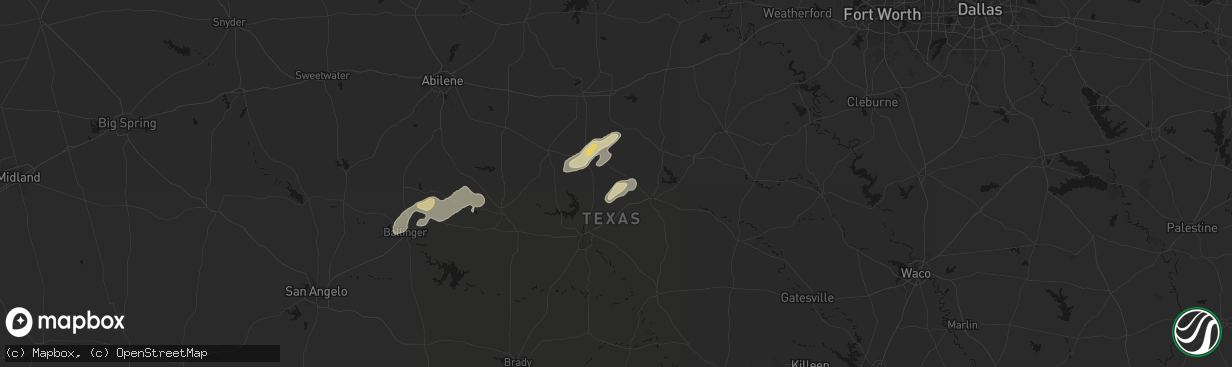 Hail map in Sidney, TX on March 7, 2026