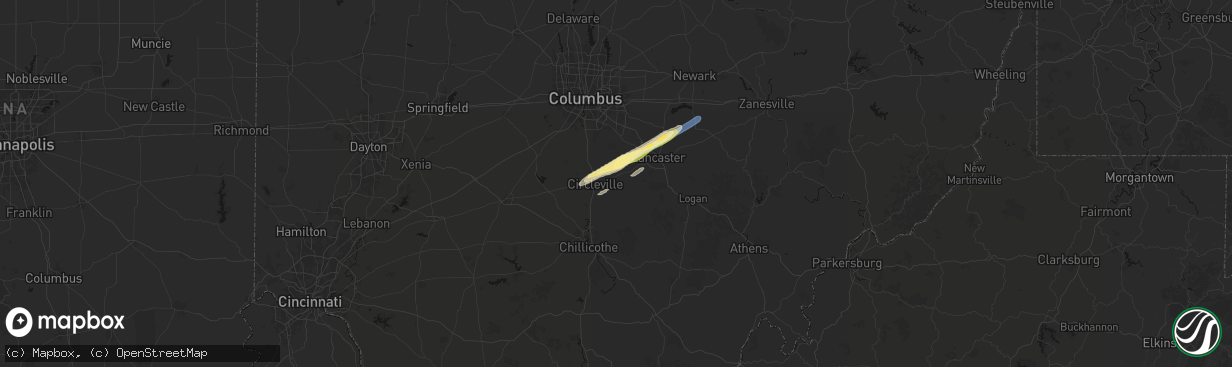 Hail map in Stoutsville, OH on March 7, 2026