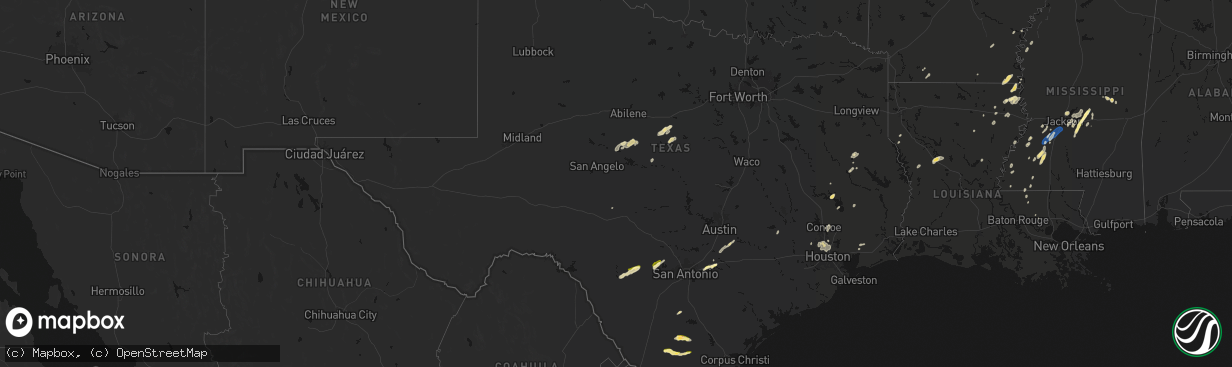Hail map in Texas on March 7, 2026