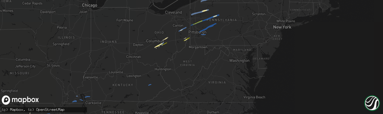 Hail map in West Virginia on March 7, 2026