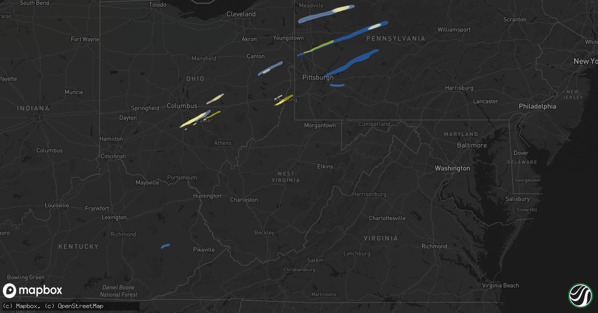 Hail map in West Virginia on March 7, 2026
