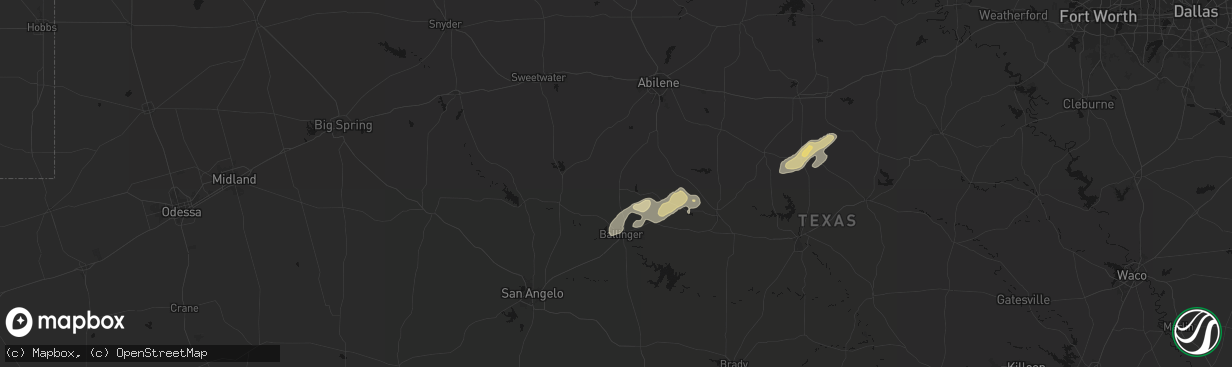 Hail map in Winters, TX on March 7, 2026