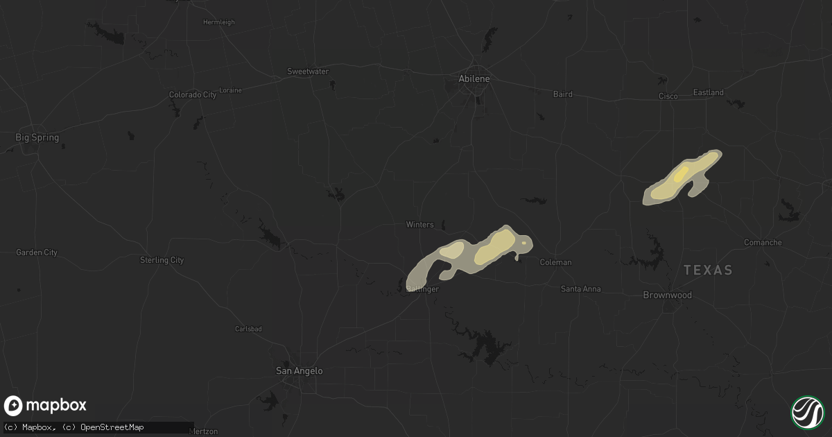 Hail map in Winters, TX on March 7, 2026