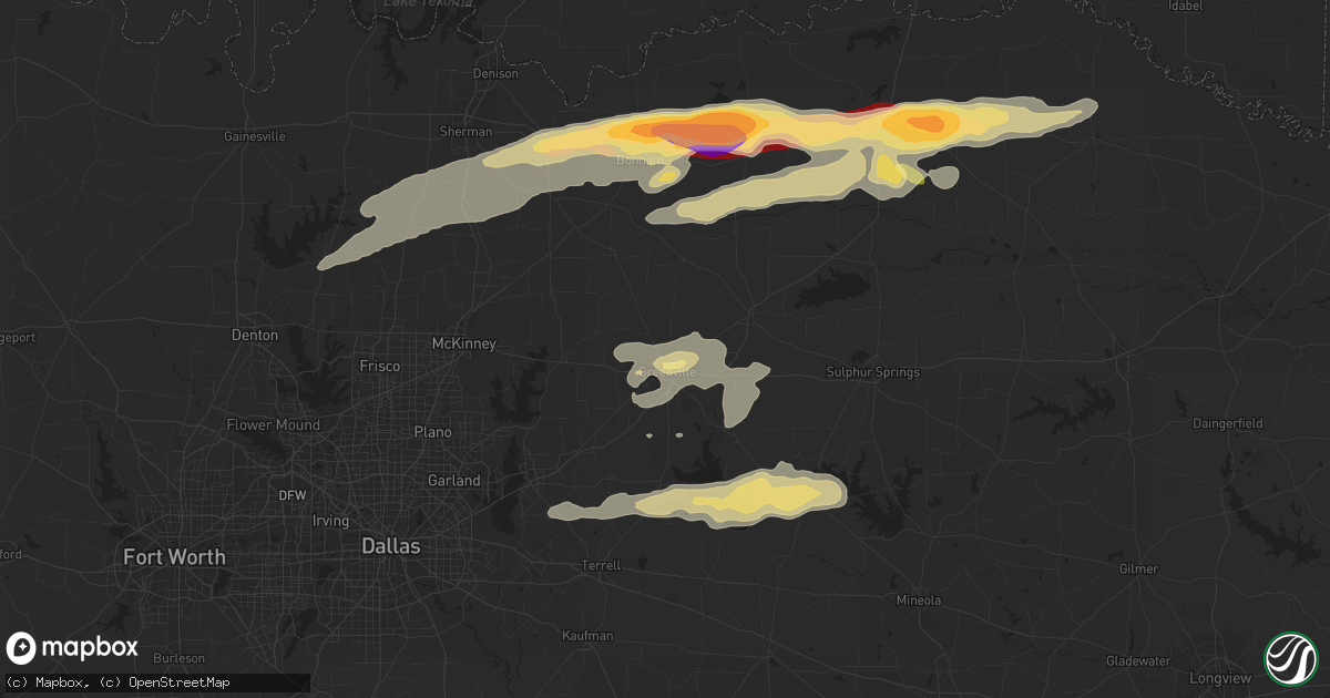 Hail map in Greenville, TX on March 8, 2011