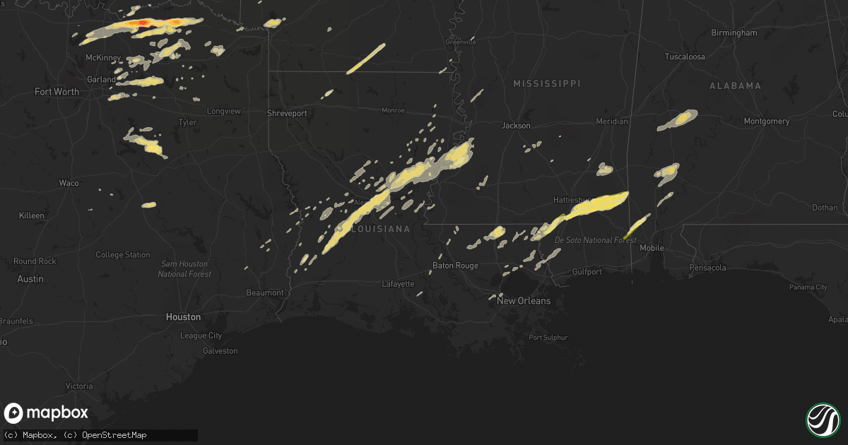 Hail map in Louisiana on March 8, 2011