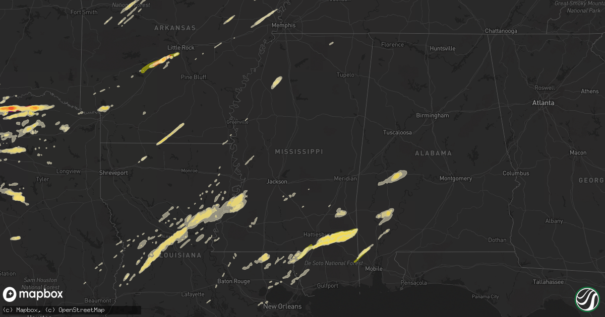 Hail map in Mississippi on March 8, 2011