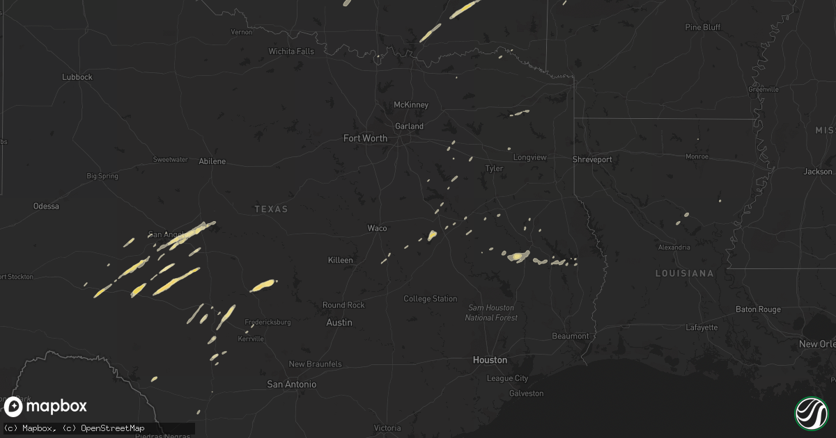 Hail map in Texas on March 8, 2012