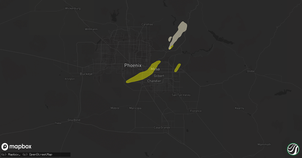 Hail map in Chandler, AZ on March 8, 2013