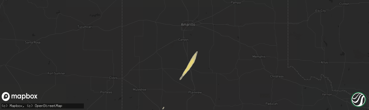 Hail map in Happy, TX on March 8, 2013