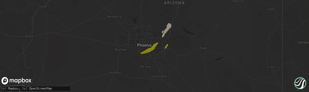 Hail map in Mesa, AZ on March 8, 2013