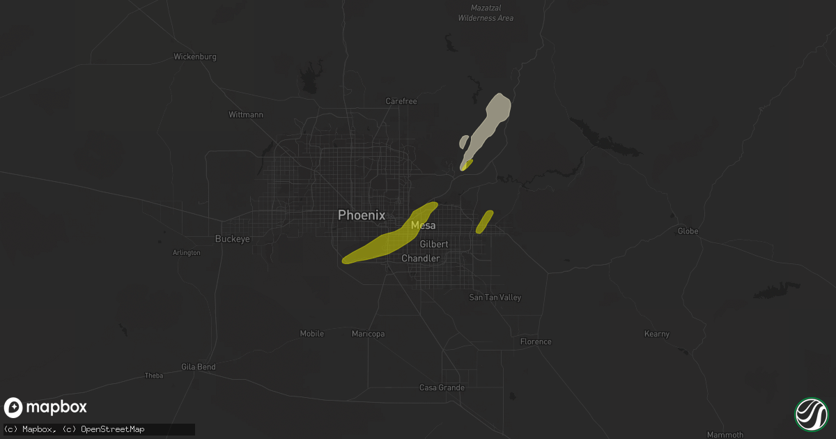 Hail map in Mesa, AZ on March 8, 2013