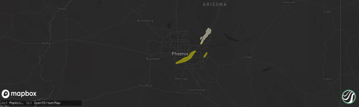 Hail map in Phoenix, AZ on March 8, 2013