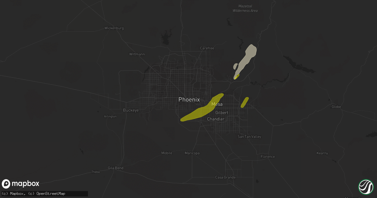 Hail map in Phoenix, AZ on March 8, 2013