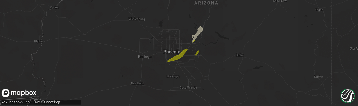 Hail map in Tempe, AZ on March 8, 2013