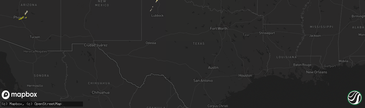 Hail map in Texas on March 8, 2013