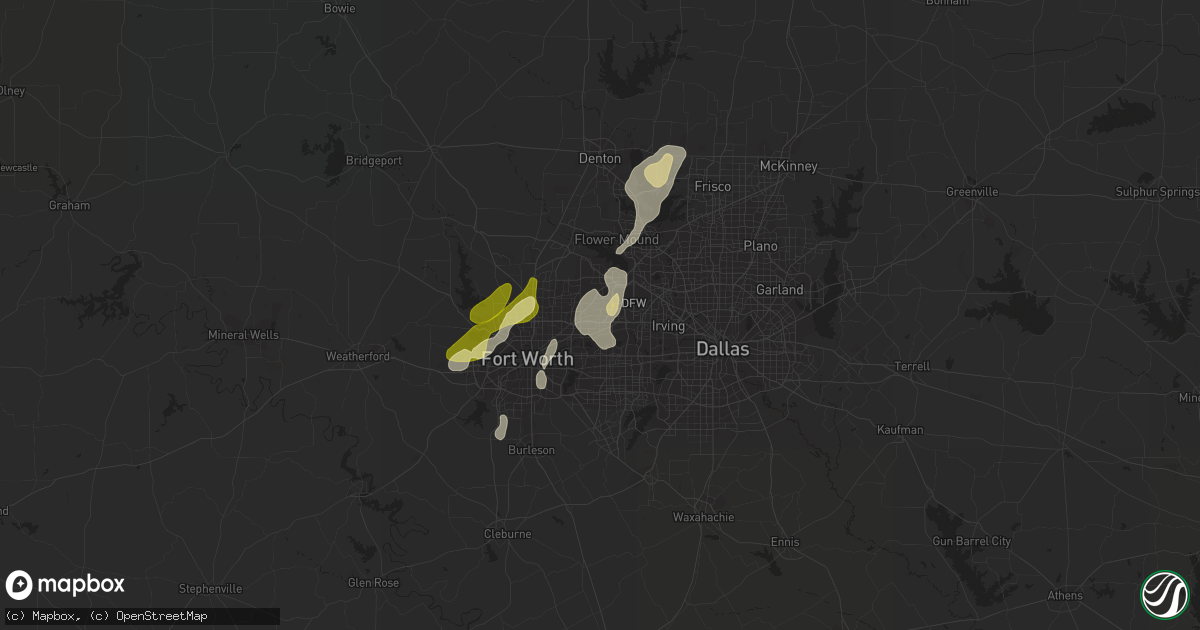 Hail map in Bedford, TX on March 8, 2016