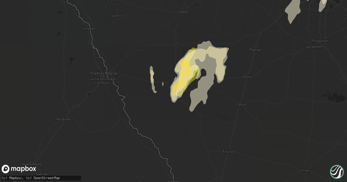 Hail map in Carrizo Springs, TX on March 8, 2016