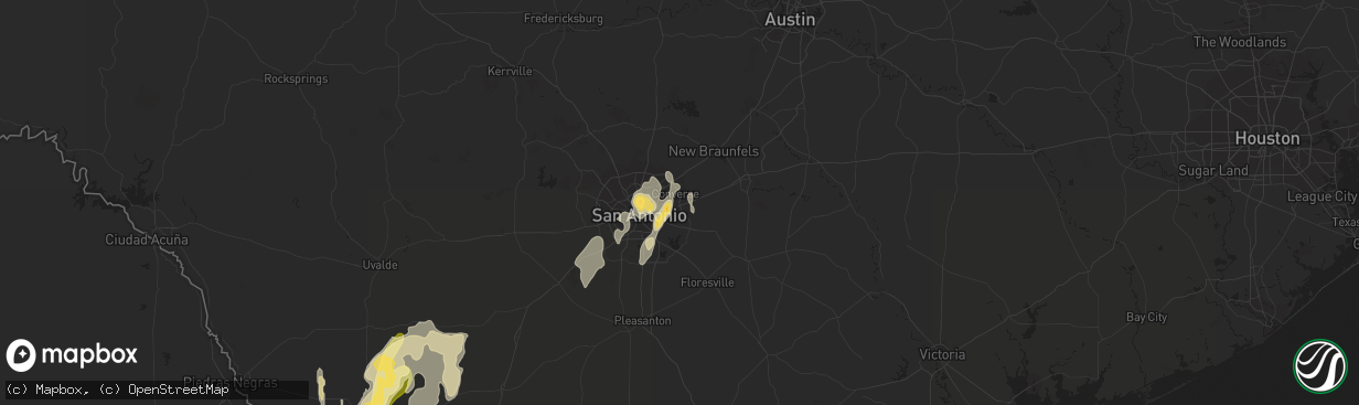 Hail map in Converse, TX on March 8, 2016