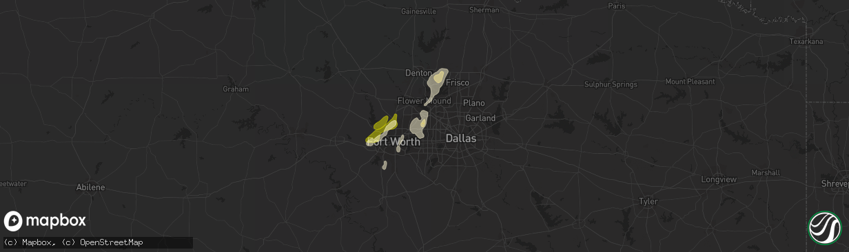 Hail map in Euless, TX on March 8, 2016