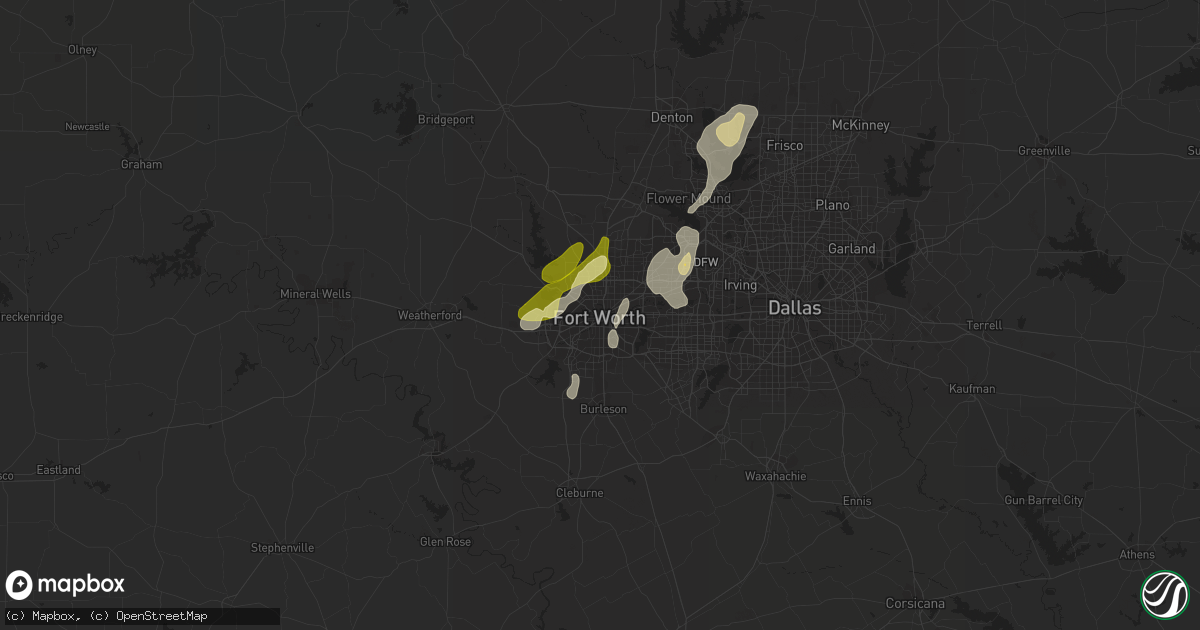 Hail map in Fort Worth, TX on March 8, 2016