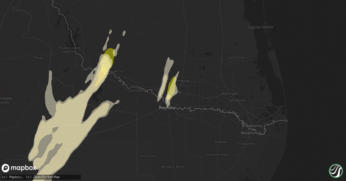 Hail map in Mcallen, TX on March 8, 2016