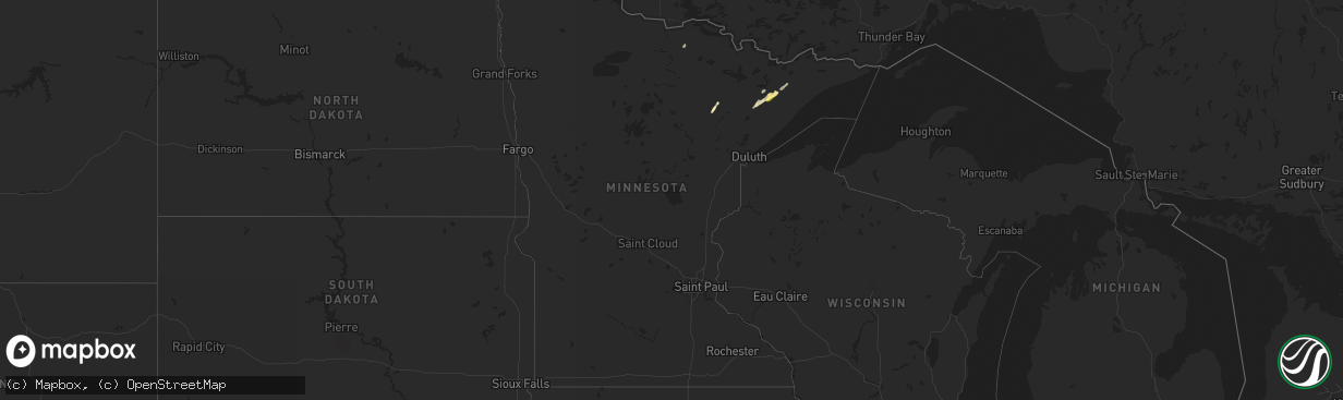 Hail map in Minnesota on March 8, 2016