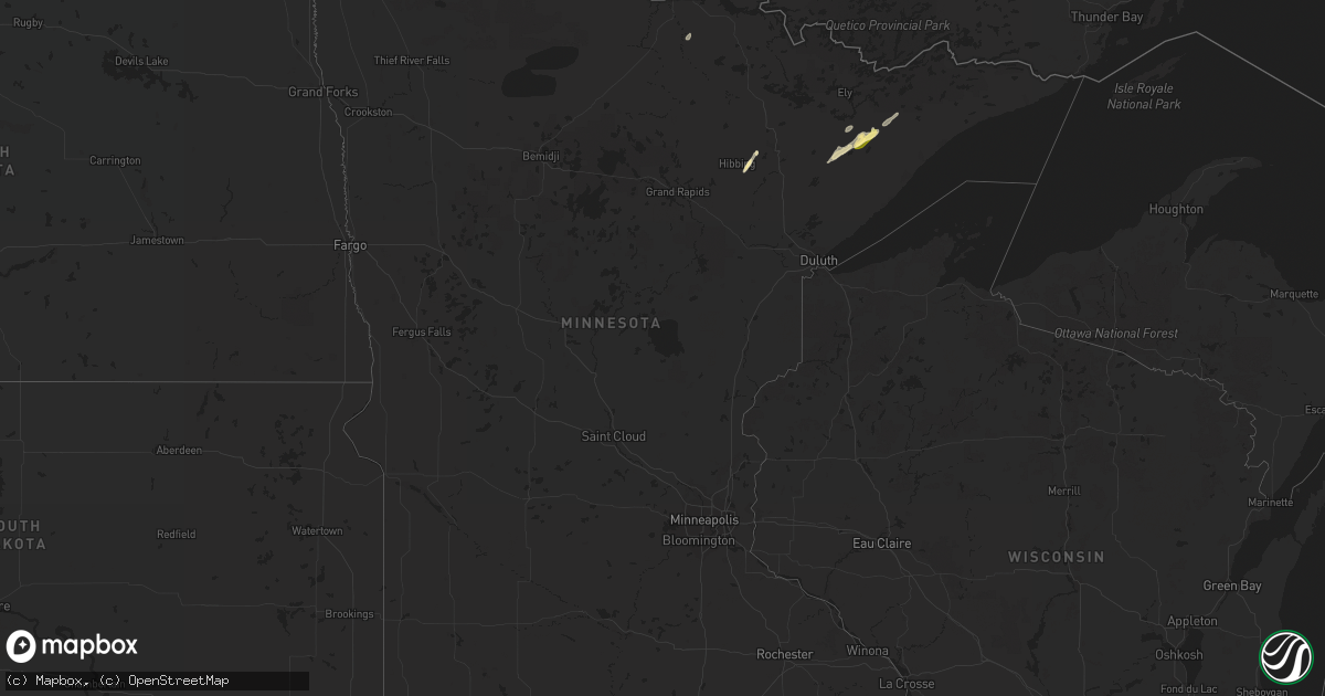 Hail map in Minnesota on March 8, 2016