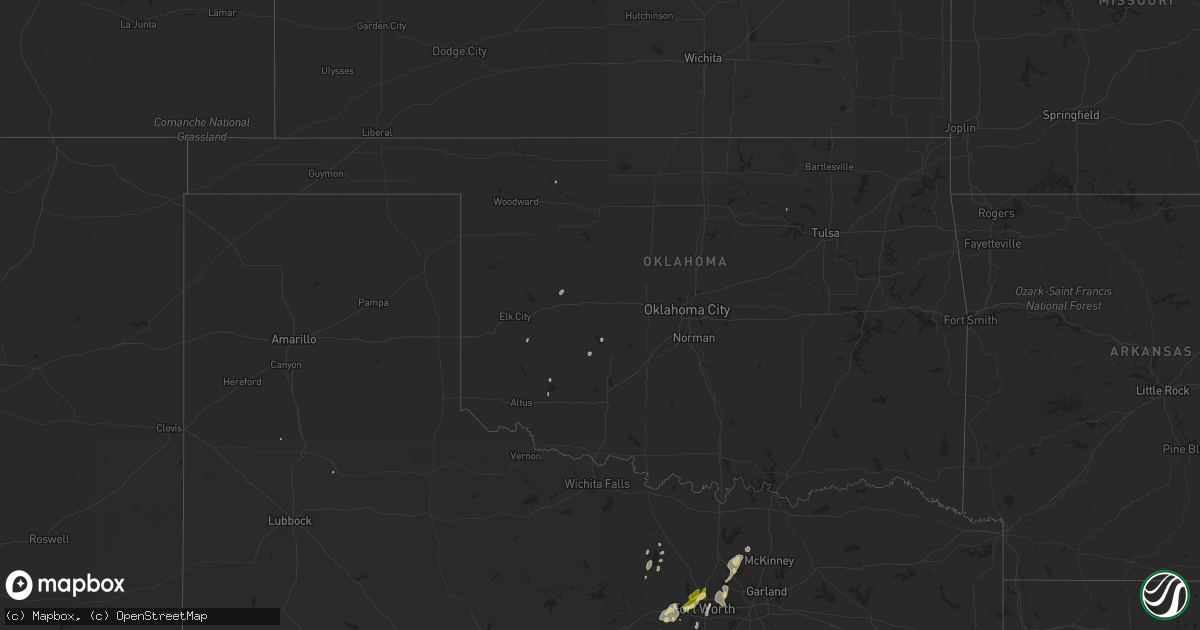 Hail map in Oklahoma on March 8, 2016