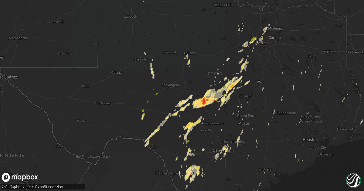 Hail map in Texas on March 8, 2016