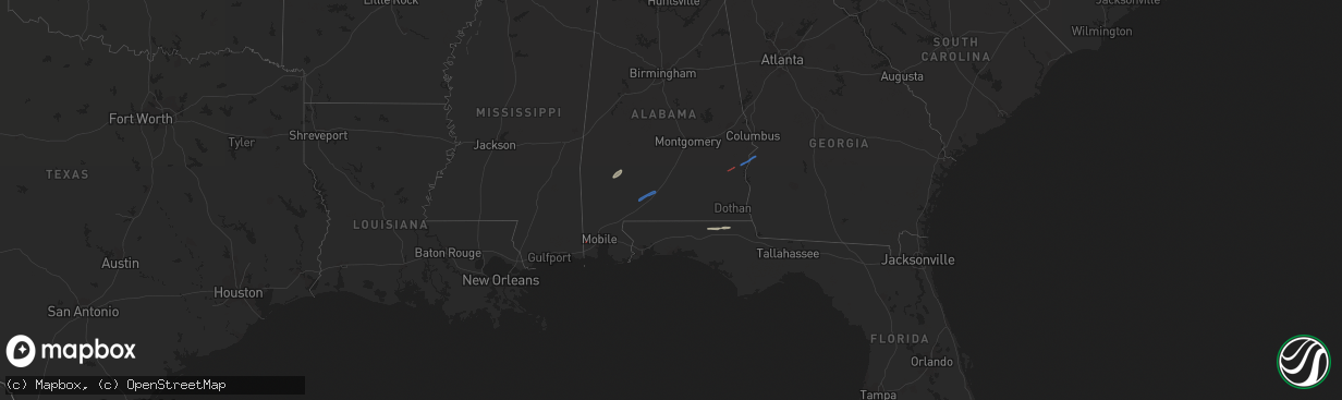 Hail map in Alabama on March 8, 2022