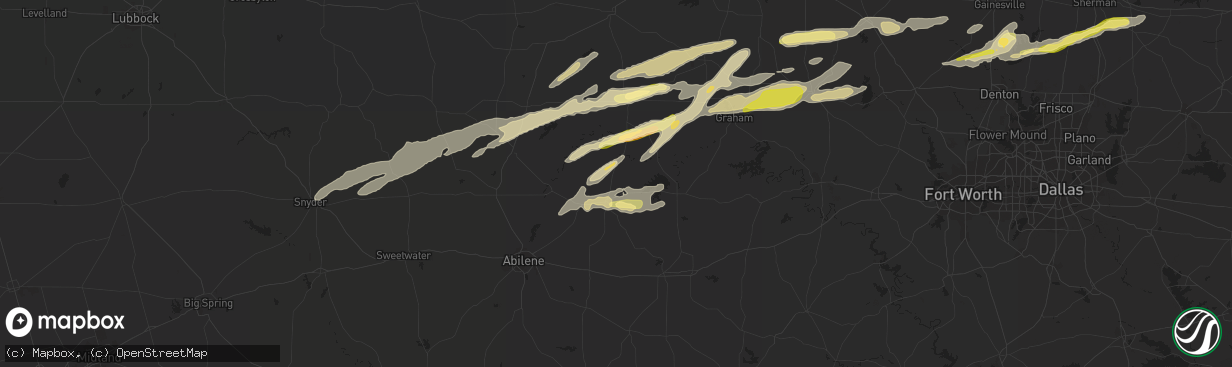 Hail map in Albany, TX on March 8, 2023