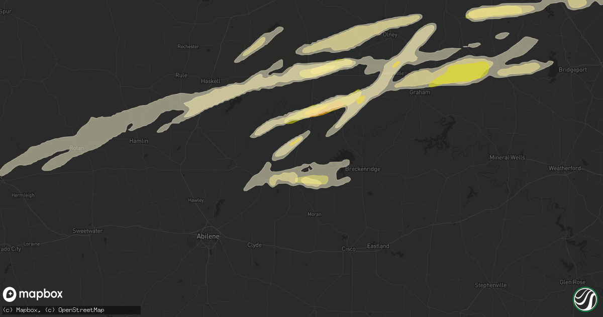 Hail map in Albany, TX on March 8, 2023