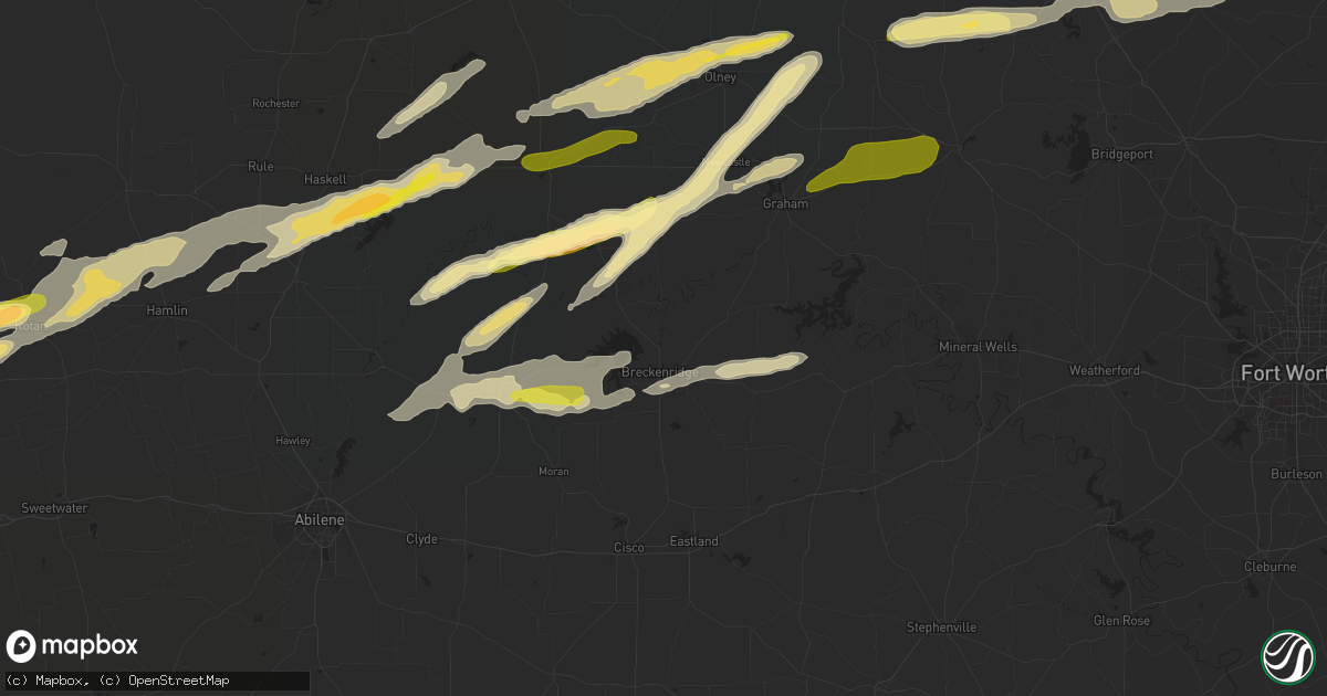 Hail map in Breckenridge, TX on March 8, 2023