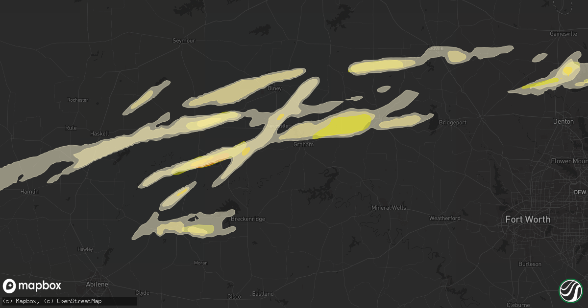 Hail map in Graham, TX on March 8, 2023