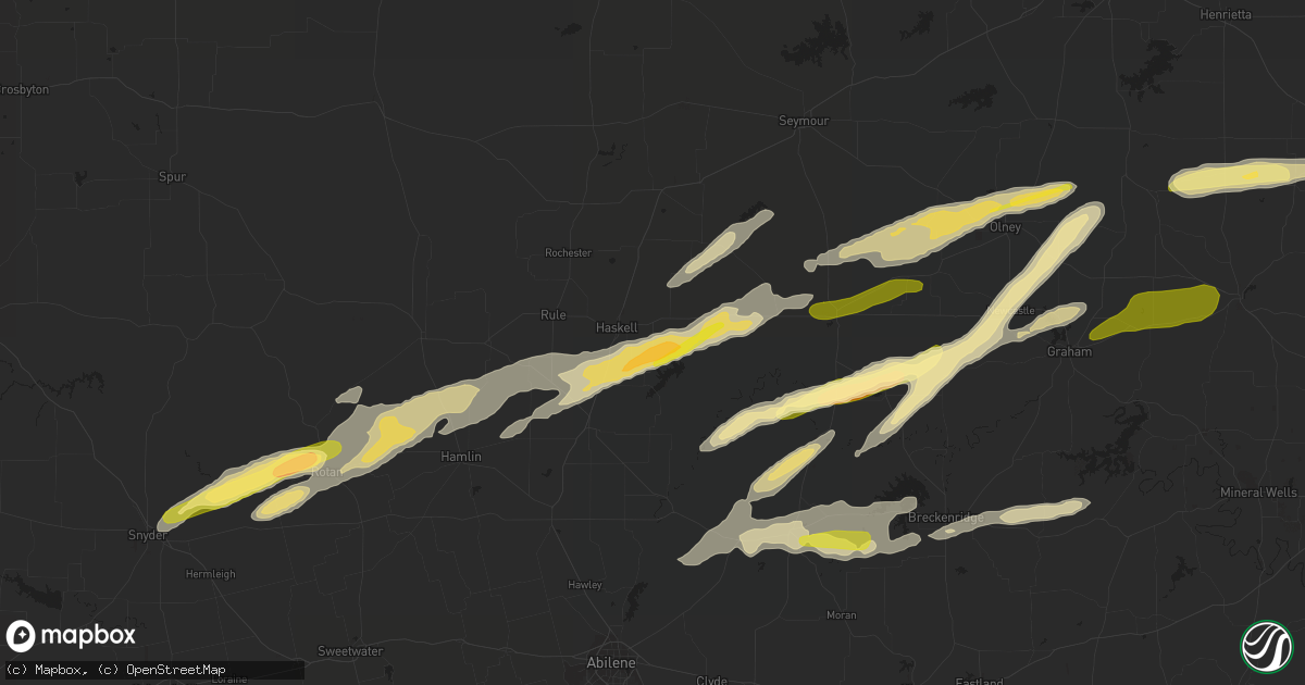 Hail map in Haskell, TX on March 8, 2023