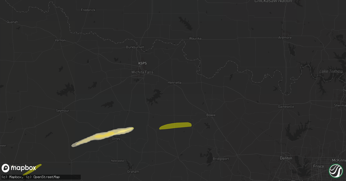 Hail map in Henrietta, TX on March 8, 2023