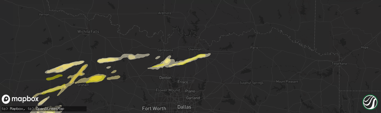 Hail map in Howe, TX on March 8, 2023