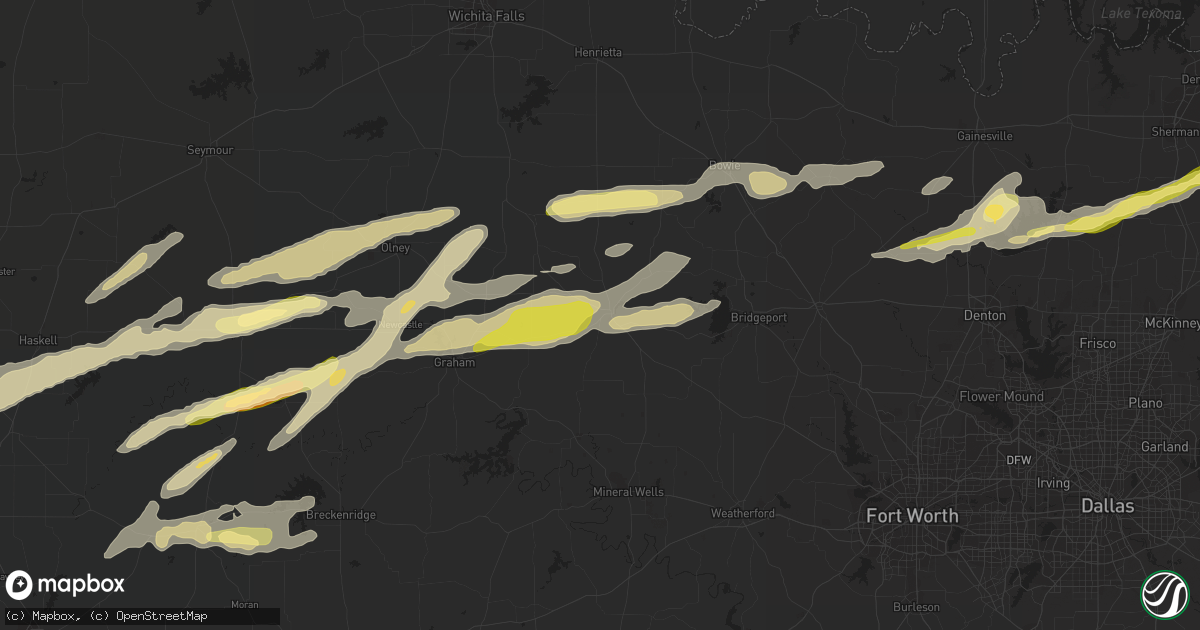 Hail map in Jacksboro, TX on March 8, 2023