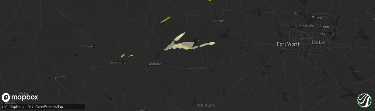 Hail map in Moran, TX on March 8, 2023
