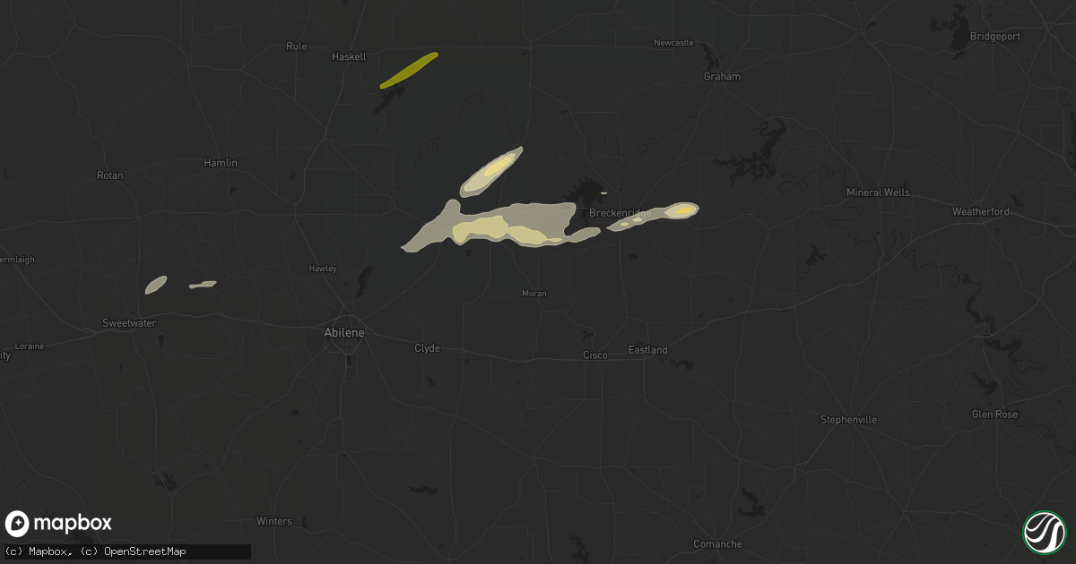 Hail map in Moran, TX on March 8, 2023