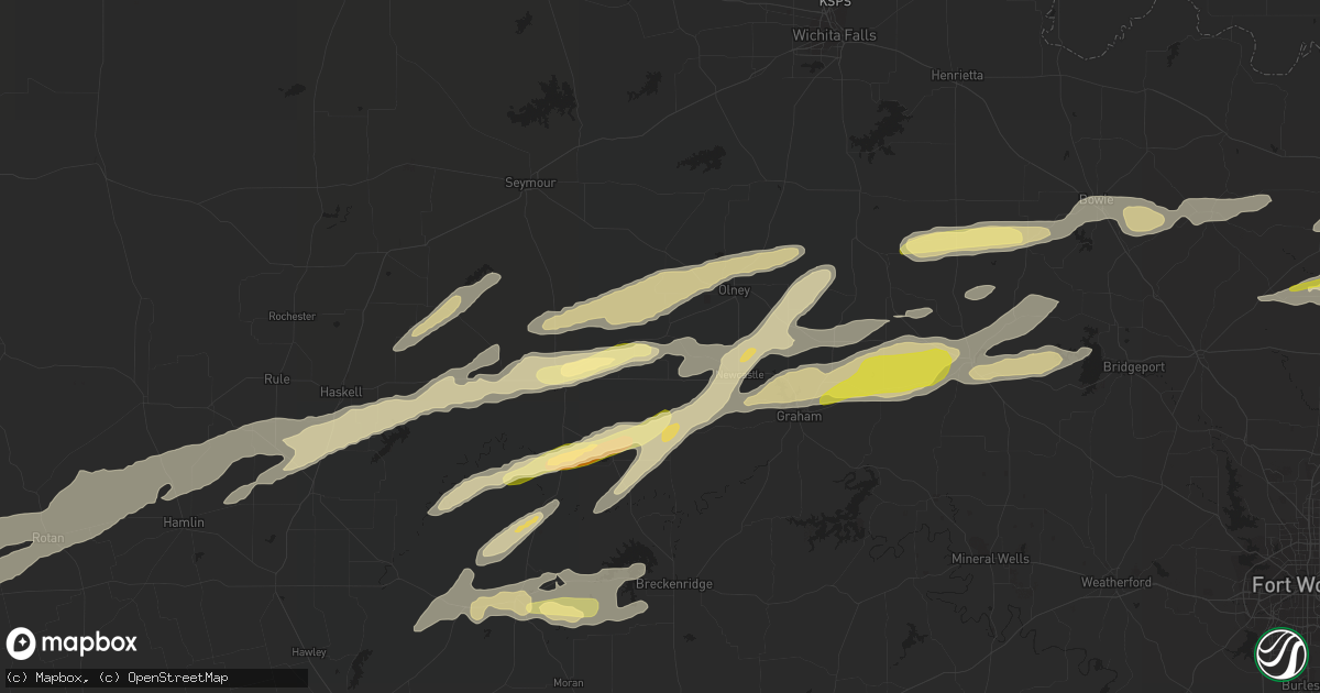 Hail map in Newcastle, TX on March 8, 2023