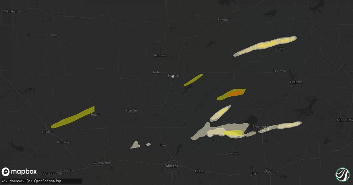 Hail map in Snyder, TX on March 8, 2023