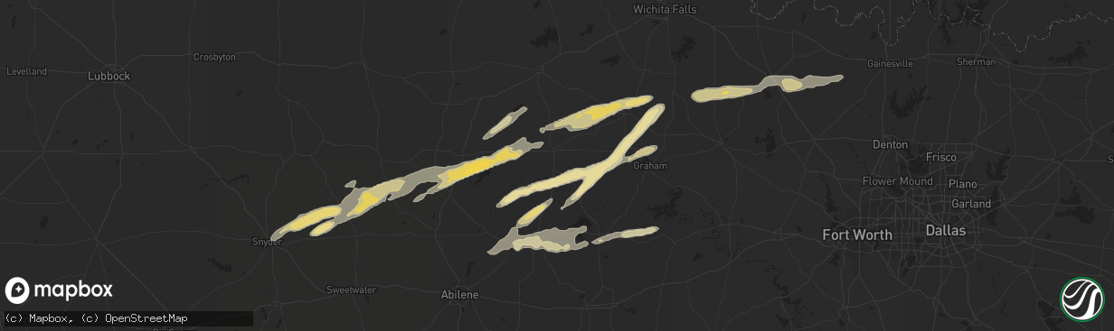 Hail map in Sunset, TX on March 8, 2023
