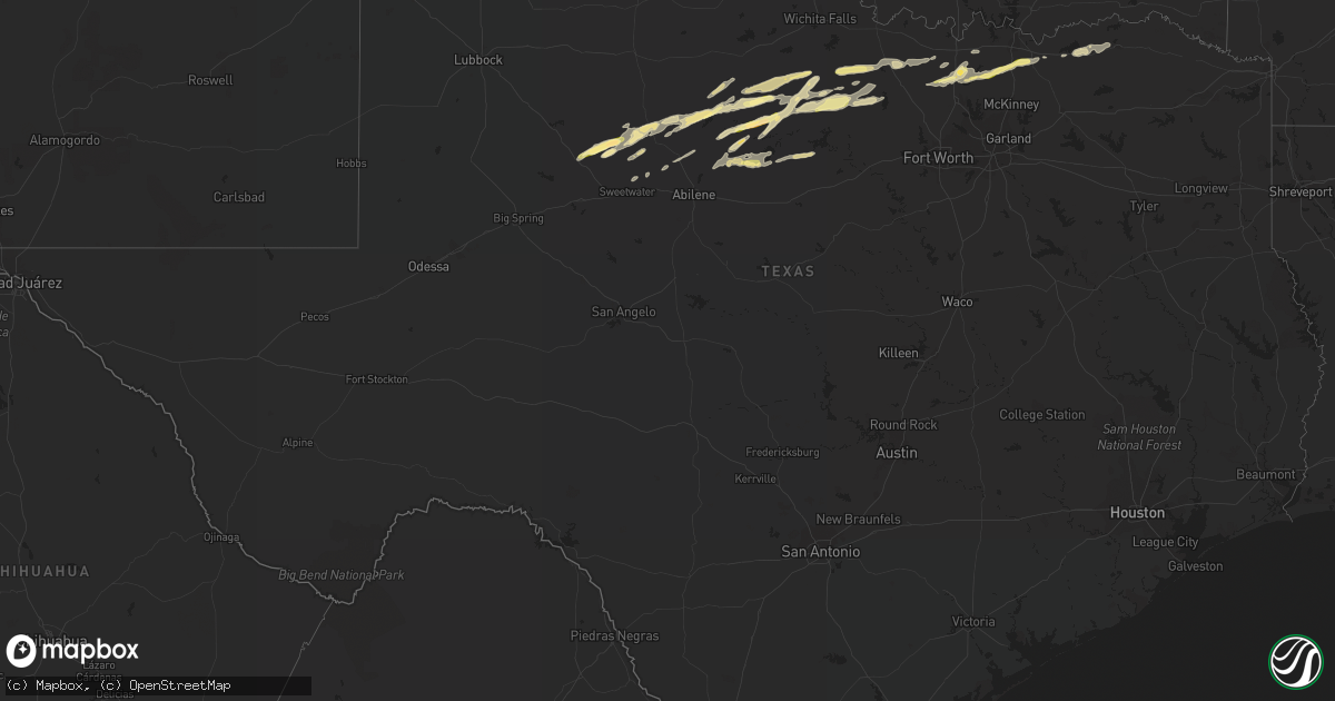 Hail map in Texas on March 8, 2023