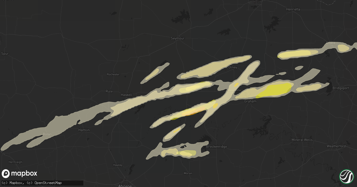 Hail map in Throckmorton, TX on March 8, 2023