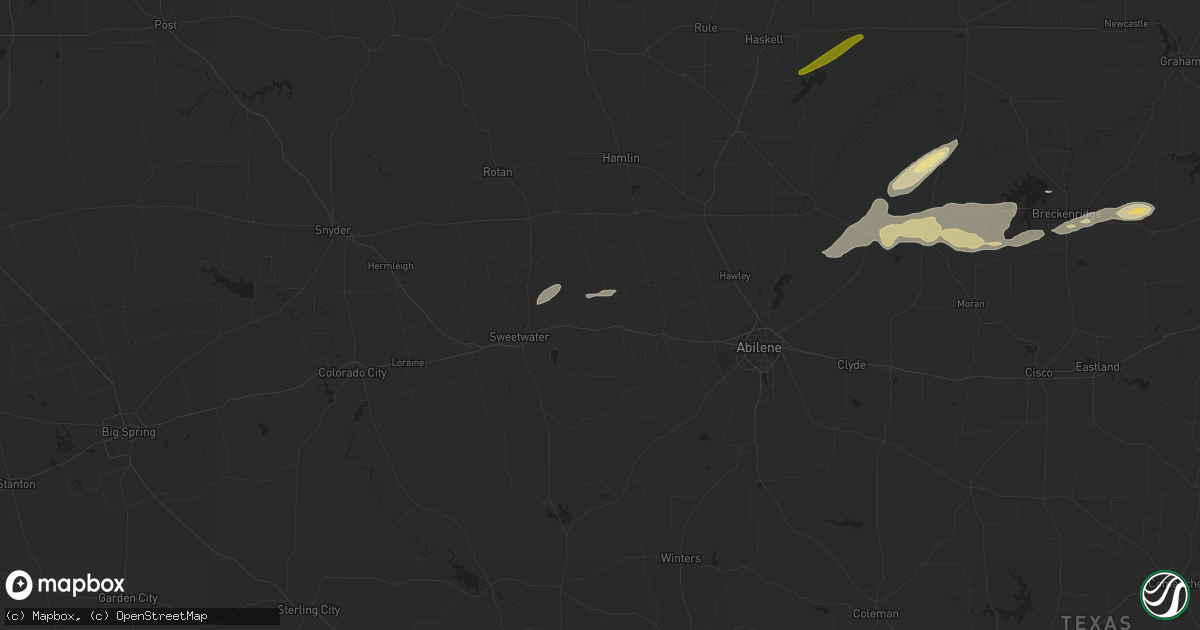 Hail map in Trent, TX on March 8, 2023
