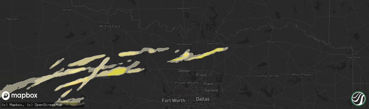Hail map in Valley View, TX on March 8, 2023