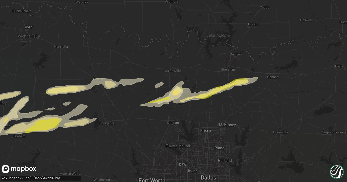 Hail map in Valley View, TX on March 8, 2023